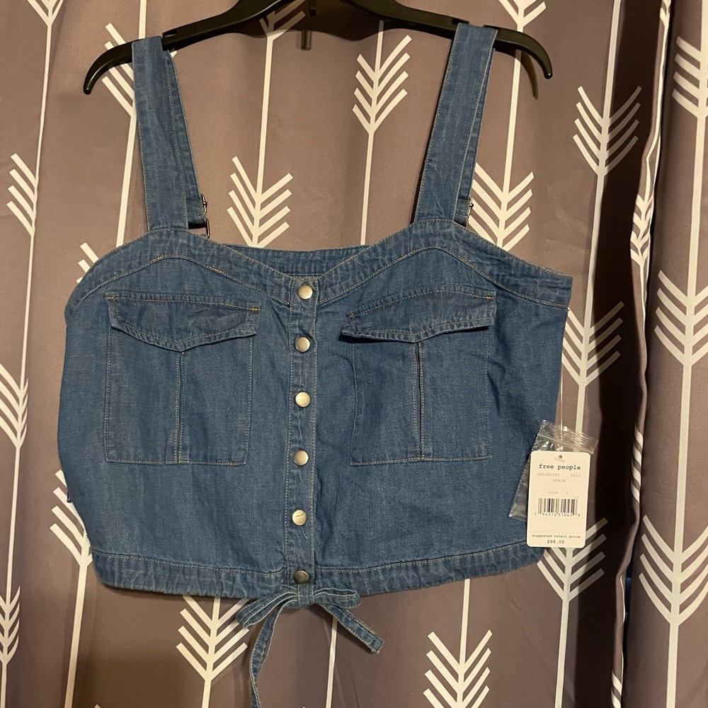 Free People Denim Crop Top
